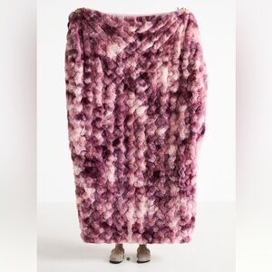 NEW Anthropologie Luxe Purple Pink Faux Fur Throw Blanket Warm 50”x70” OEKO-TEX®